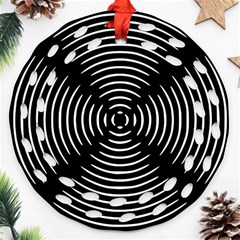 Gold Wave Seamless Pattern Black Hole Round Filigree Ornament (two Sides) by Mariart