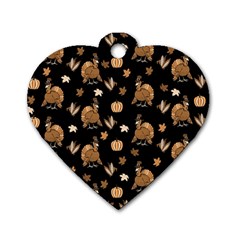 Thanksgiving Turkey  Dog Tag Heart (two Sides) by Valentinaart