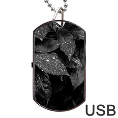 Black And White Leaves Photo Dog Tag Usb Flash (one Side) by dflcprintsclothing