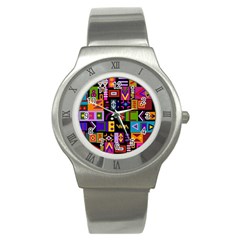 Abstract A Colorful Modern Illustration Stainless Steel Watch by Celenk
