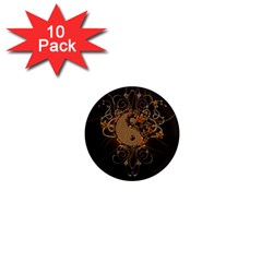 The Sign Ying And Yang With Floral Elements 1  Mini Magnet (10 Pack)  by FantasyWorld7