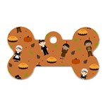 Pilgrims and Indians pattern - Thanksgiving Dog Tag Bone (Two Sides) Front