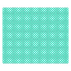 White Polkadot Hearts On Tiffany Aqua Blue  Double Sided Flano Blanket (small)  by PodArtist
