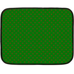 Mini Red Dots On Christmas Green Fleece Blanket (mini) by PodArtist