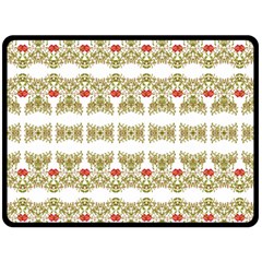 Striped Ornate Floral Print Fleece Blanket (large)  by dflcprints