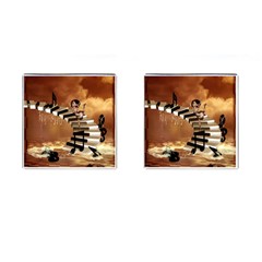 Cute Little Girl Dancing On A Piano Cufflinks (square) by FantasyWorld7