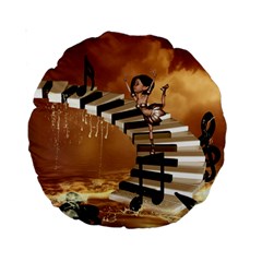 Cute Little Girl Dancing On A Piano Standard 15  Premium Round Cushions by FantasyWorld7