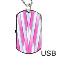Geometric 3d Design Pattern Pink Dog Tag Usb Flash (one Side) by Celenk