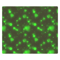 Neon Green Bubble Hearts Double Sided Flano Blanket (small)  by PodArtist