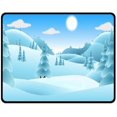 Landscape Winter Ice Cold Xmas Fleece Blanket (medium)  by Celenk