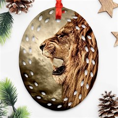 Roaring Lion Ornament (oval Filigree) by Celenk