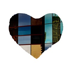 Glass Facade Colorful Architecture Standard 16  Premium Flano Heart Shape Cushions by BangZart