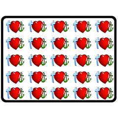 Cross Heart Anchor Love Hope Fleece Blanket (large)  by Celenk