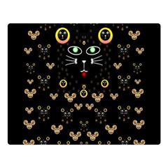 Merry Black Cat In The Night And A Mouse Involved Pop Art Double Sided Flano Blanket (large)  by pepitasart