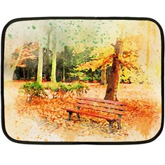 Tree Park Bench Art Abstract Double Sided Fleece Blanket (mini)  by Celenk