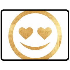 Gold Smiley Face Fleece Blanket (large)  by NouveauDesign