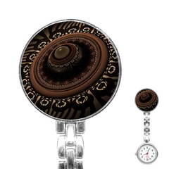 Fractal Stripes Abstract Pattern Stainless Steel Nurses Watch by Celenk
