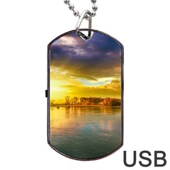 Landscape Lake Sun Sky Nature Dog Tag Usb Flash (one Side) by Celenk