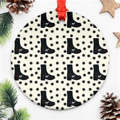 Deer Boots White Black Ornament (round) by snowwhitegirl