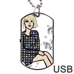Girl Sitting Dog Tag Usb Flash (one Side) by snowwhitegirl