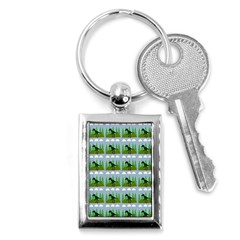 Dino In The Mountains Blue Key Chains (rectangle)  by snowwhitegirl