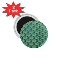Teal,beige,art Nouveau,vintage,original,belle Époque,fan Pattern,geometric,elegant,chic 1 75  Magnets (10 Pack)  by NouveauDesign