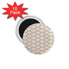 Gold,white,art Deco,vintage,shell Pattern,asian Pattern,elegant,chic,beautiful 1 75  Magnets (10 Pack)  by NouveauDesign
