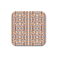 Multicolored Geometric Pattern  Rubber Square Coaster (4 Pack)  by dflcprints