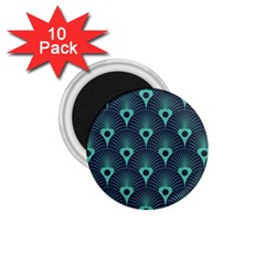 Blue,teal,peacock Pattern,art Deco 1 75  Magnets (10 Pack)  by NouveauDesign