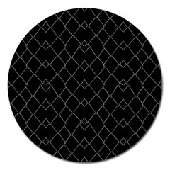 Black And White Grid Pattern Magnet 5  (round) by dflcprints