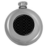 Black And White Grid Pattern Round Hip Flask (5 oz) Front