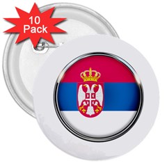 Serbia Flag Icon Europe National 3  Buttons (10 Pack)  by Nexatart
