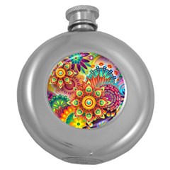 Colorful Abstract Background Colorful Round Hip Flask (5 Oz) by Nexatart