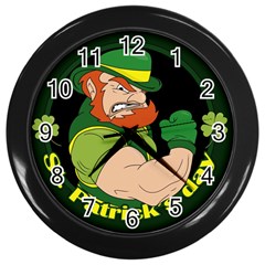 St  Patricks Day Wall Clocks (black) by Valentinaart
