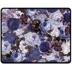 Rose Bushes Blue Fleece Blanket (medium)  by snowwhitegirl