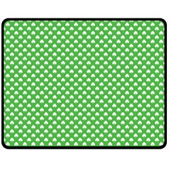 White Heart-shaped Clover On Green St  Patrick s Day Fleece Blanket (medium)  by PodArtist
