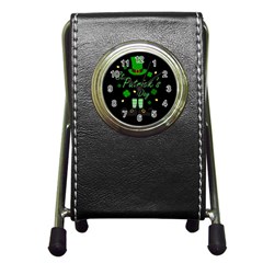 St Patricks Leprechaun Pen Holder Desk Clocks by Valentinaart
