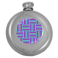 Geometric Textile Texture Surface Round Hip Flask (5 Oz) by Nexatart