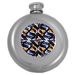 Multicolor Geometric Abstract Pattern Round Hip Flask (5 oz) Front