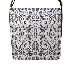 Black And White Ethnic Geometric Pattern Flap Messenger Bag (l)  by dflcprints