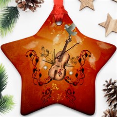 Violin With Violin Bow And Dove Ornament (star) by FantasyWorld7