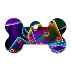3d Cube Dice Neon Dog Tag Bone (one Side) by Sapixe