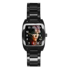 Digital Fantasy Girl Art Stainless Steel Barrel Watch by Sapixe