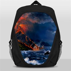 Eruption Of Volcano Sea Full Moon Fantasy Art Backpack Bag by Sapixe