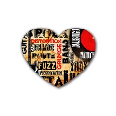 Guitar Typography Rubber Coaster (heart)  by Sapixe
