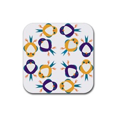 Pattern Circular Birds Rubber Coaster (square)  by Sapixe