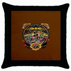 Tattoo Art Print Traditional Artwork Lighthouse Wave Throw Pillow Case (black) by Sapixe