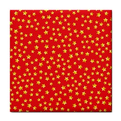Yellow Stars Red Background Tile Coasters by Sapixe