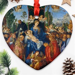 Feast Of The Rosary - Albrecht Dürer Heart Ornament (two Sides) by Valentinaart