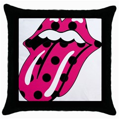 Pink Tongue Throw Pillow Case (black) by StarvingArtisan